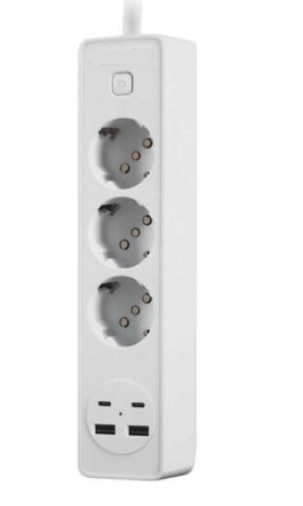 Prelungitor OG2203 cu 3 prize 2 porturi USB si 2 porturi USB C